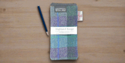 Amy Britton Highland Harris Tweed Blue Green Plaid Soft Case