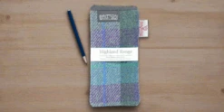 Amy Britton Highland Harris Tweed Blue Green Plaid Soft Case