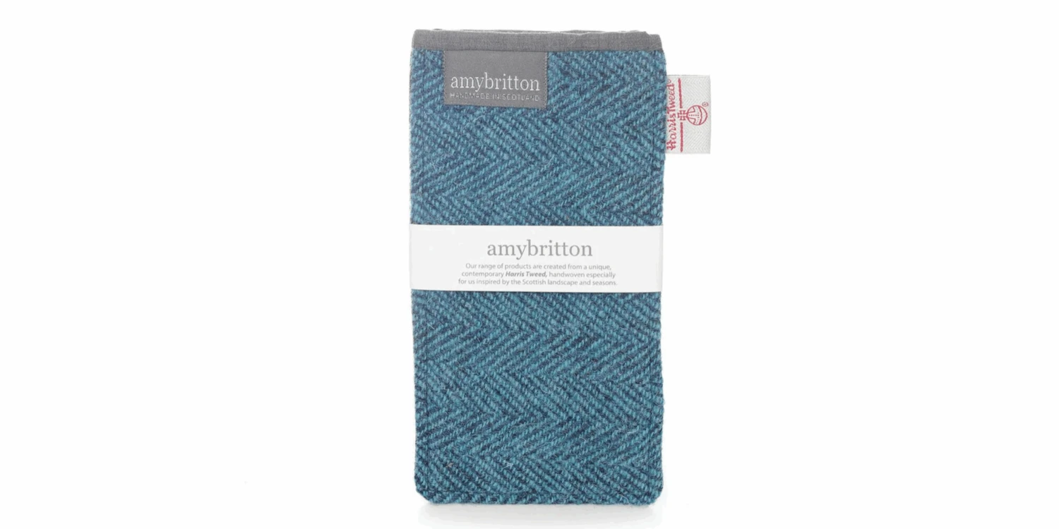 Amy Britton Sunset Harris Tweed Sunset Teal Soft Case 1 Amy Britton Sunset Harris Tweed Sunset Teal Soft Case