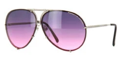 Porsche Design 8478 M Silver Frame - Pink + Silver Grey Lenses - As Seen On Kyle Richards & Axl Rose