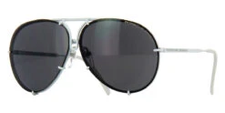 Porsche Design 8478 P White Frame - Dk Grey + Silver Lenses - As Seen On Kylie Jenner & Khloe Kardashian