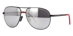 Porsche Design 8651 A Black Aviator Frame With Silver Mirror Lenses