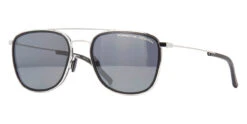 Porsche Design 8692 B Silver And Black Aviators With Grey Lenses
